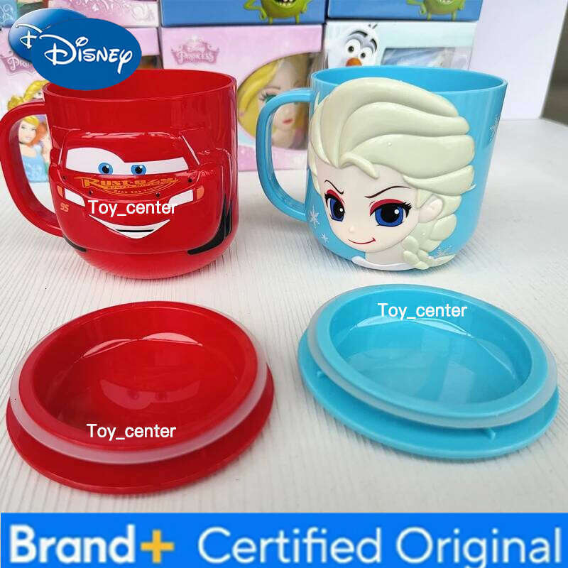 Disney Stitch Kids Cups with Lid Milk Mug Anime Frozen Elsa 3D Cartoon Kawaii Mouth Brushing Children's Water Cup Mugs H260205