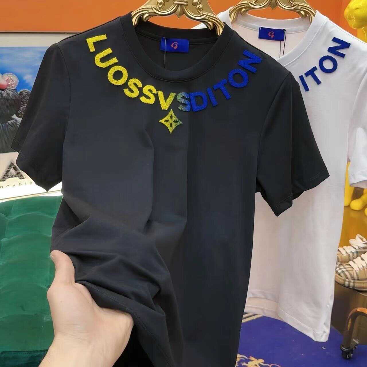 Free delivery Men's T-Shirts Letter round neck men's half sleeved men's and women's towel short sleeved summer loose men's T-