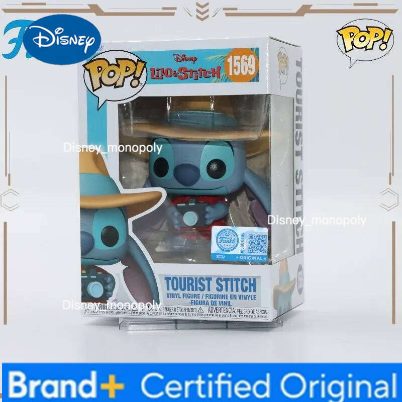 Disney Funko POP Original Lilo & Stitch TOURIST STITCH 1569 Action Figure Toys for Boys Girls Gift Collectible Model Ornaments H260205