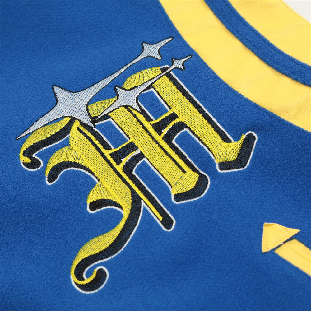 Heavy Embroidery Letter Baseball Jacket Mens Trendy Brand Autumn Winter Loose Casual Color Block PU Leather Sleeve Coat