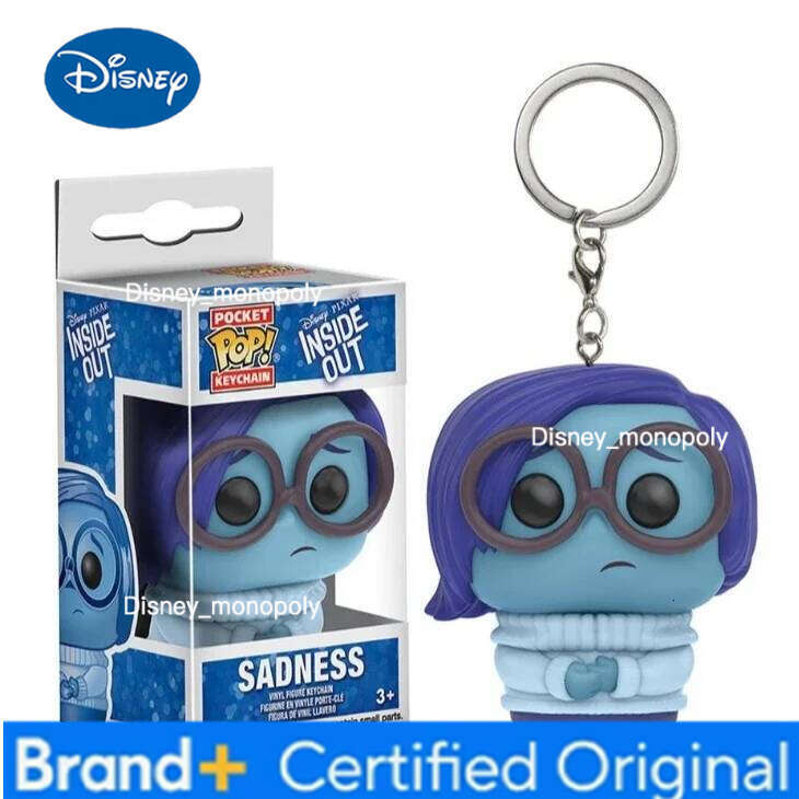 Disney Funko pop pocket INSIDE OUT SADNESS Pocket swag style Keychain Action Figures Keyring Doll Car Bag Key Chain Pendant Toy H260205