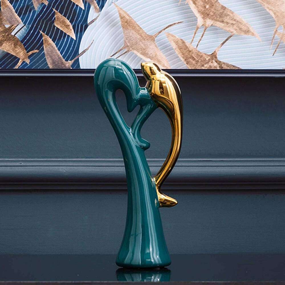 Nordic Ceramic Couple Birds Statues Modern Art Sculpture Valentine's Day Ornament for Living Room Entrance Tea Table Decoration S260204