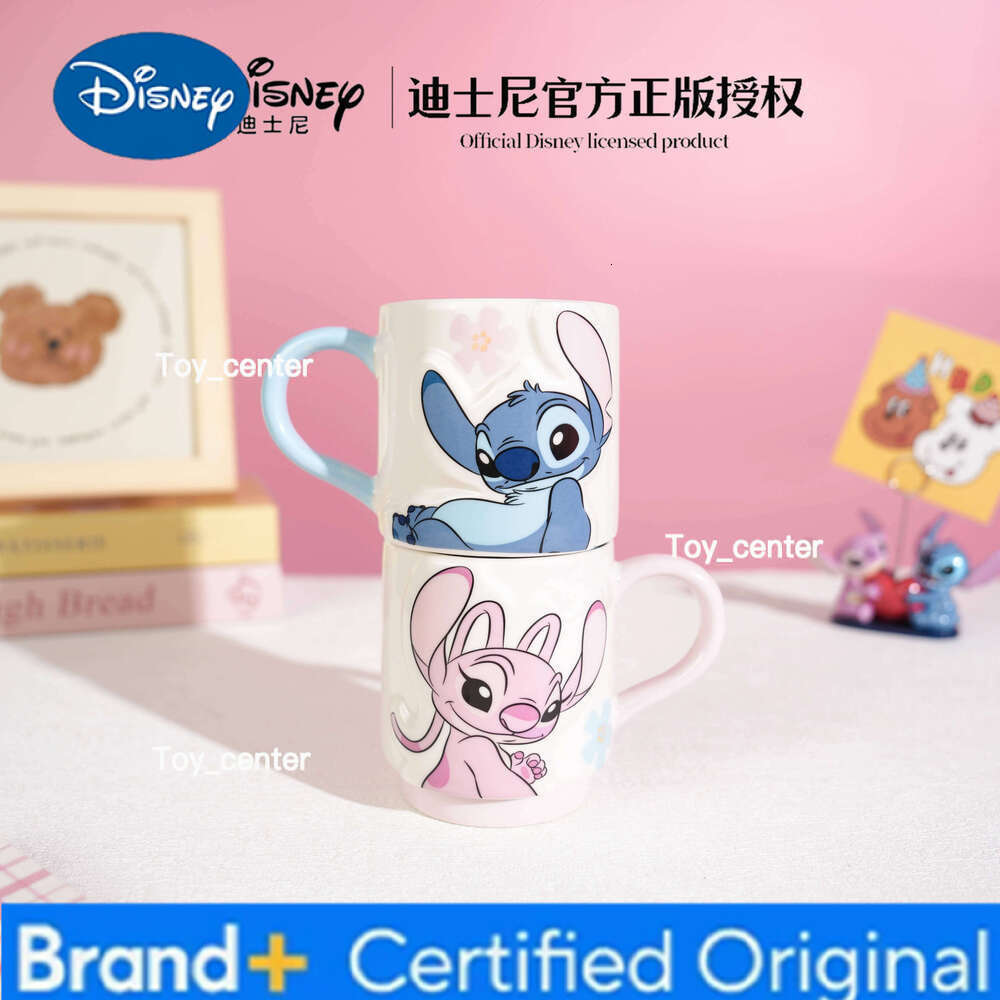 Disney Stitch Ceramic Mugs Large Capacity Cute Office Ladies Home Couple Water Cups High Aesthetic Value Action Toy Figures H260205