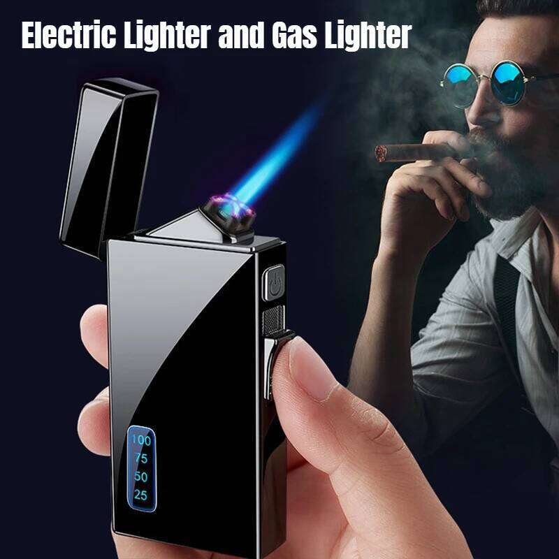 Double Purpose Electric Butane Gas Torch Lighter Windproof Dual Arc Lighters Smoke Cigarette Gadgets for Men Gifts Box S260207