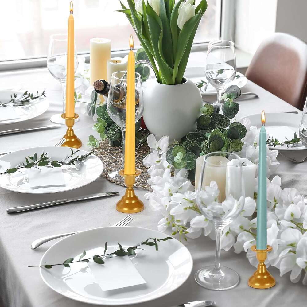 Nuanchu 24 Pcs Taper Candles 10 Inch H Dripless Tapered Smokeless Tall Unscented Dinner Candle for Valentines Party Wedding Home Decor Candlesticks, L