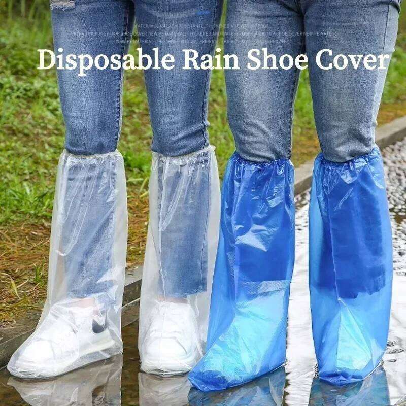Disposable Shoe Waterproof and Non-slip Plastic Outdoor Thickened Wear-resistant Isolation Foot Cover Rain Proof S260204