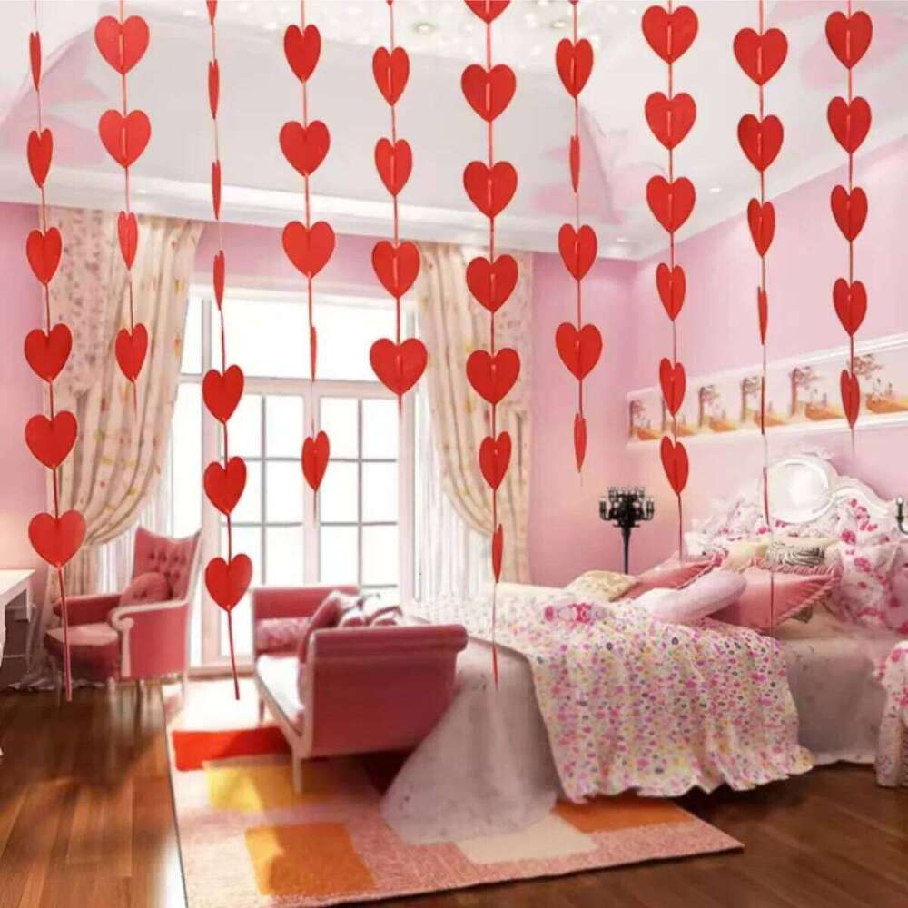 1-8Pack 3M Red Hearts DIY Valentines Hanging String Garland Day Wedding Anniversary Proposal Party Decorations S260204