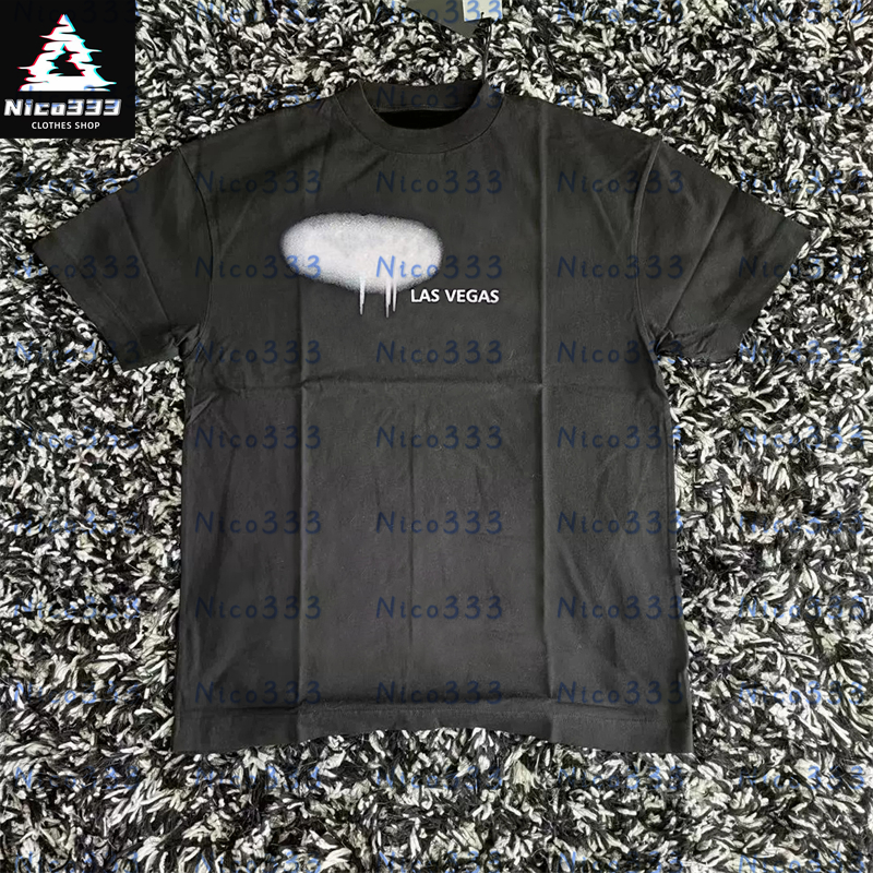 Spray City letters round neck cotton loose black and white yellow blue pink hundred street men and women casual short-sleeved T-shirt