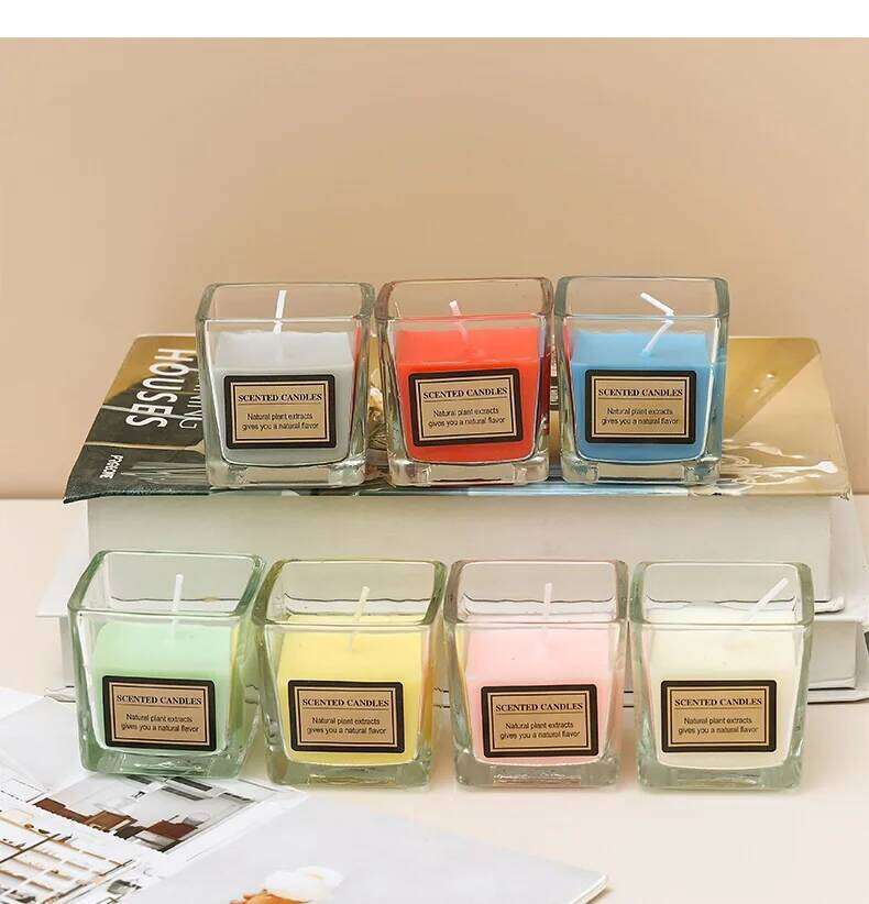 Square Small Cup Aromatherapy with Seven Optional Scents for Couples Date Night Atmosphere Candle H260205