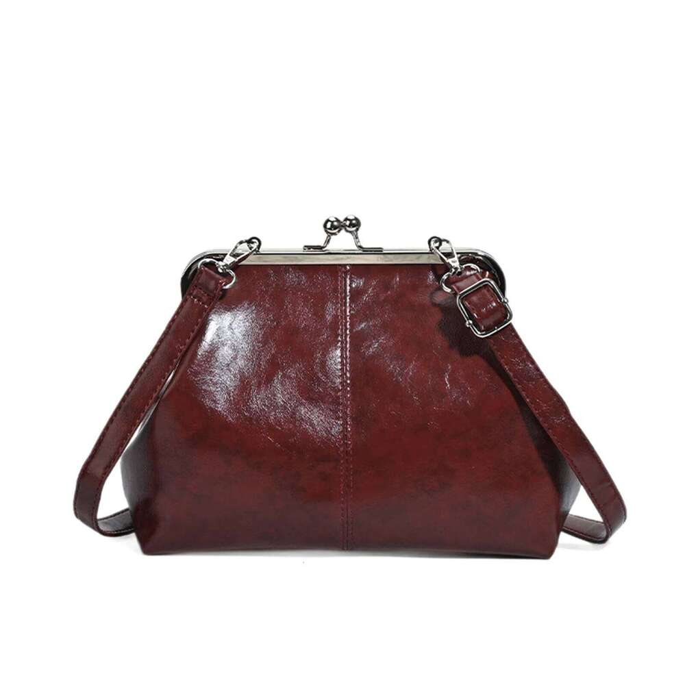 Women Girls PU Leather One Crossbody with Adjustable Strap Elegant Kiss Lock Shoulder Bag for School Work Daily Use - view 5