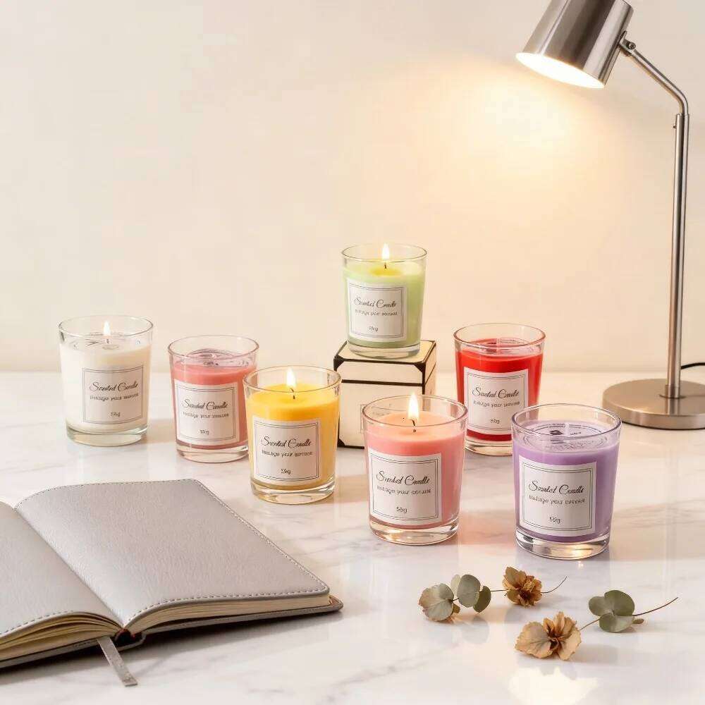 2026 NEW Premium Box Glass Handmade Soy Wax Smokeless Creative Aromatherapy Candle Companion Gift H260205