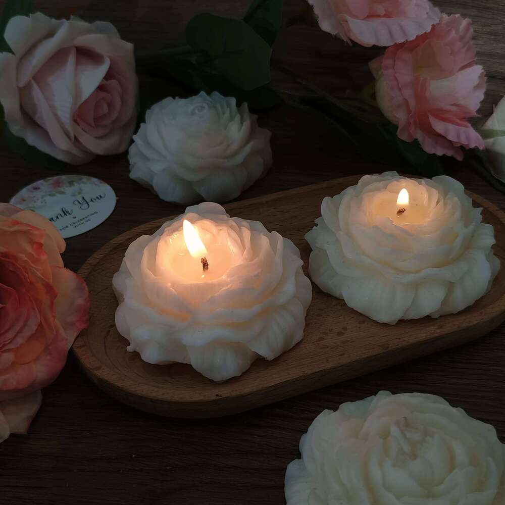 10sets Rose Flower Decorative Candles for Wedding Guest Gifts, Bridal Shower Table Decor, Party Centerpieces, Gift Display S260204