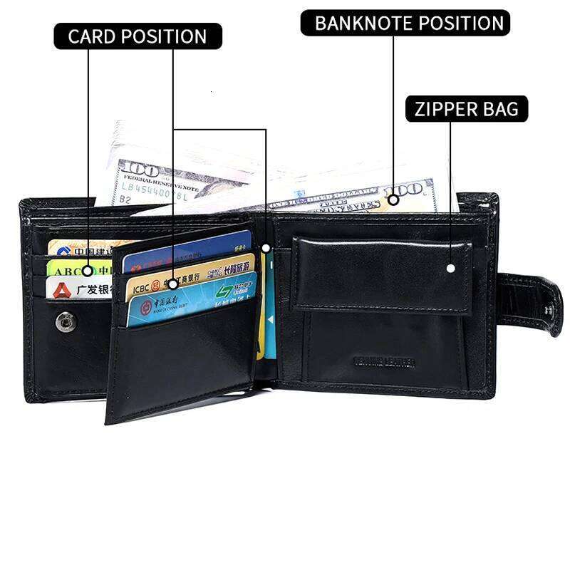 Mens with Coin Pocket Genuine Leather Wallet for Men Short Style Z260205