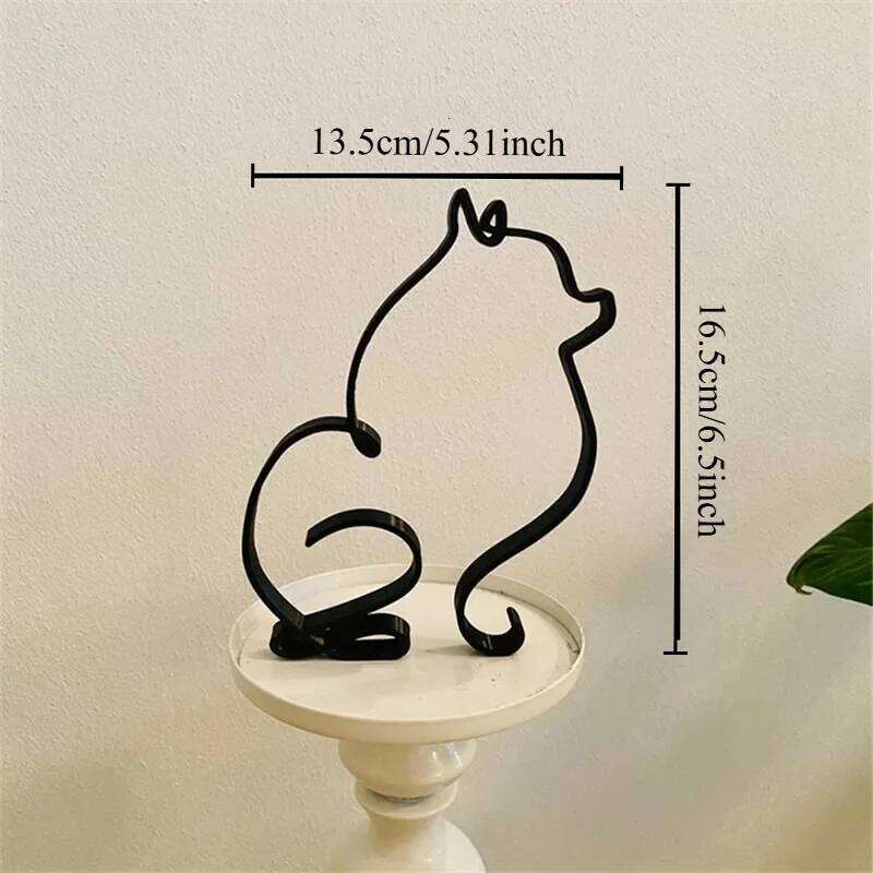 Sculpture Metal Dog Abstract Minimalist Art Iron Figurines Office Desktop Accessories For Home Decoration Cute Miniature S260204
