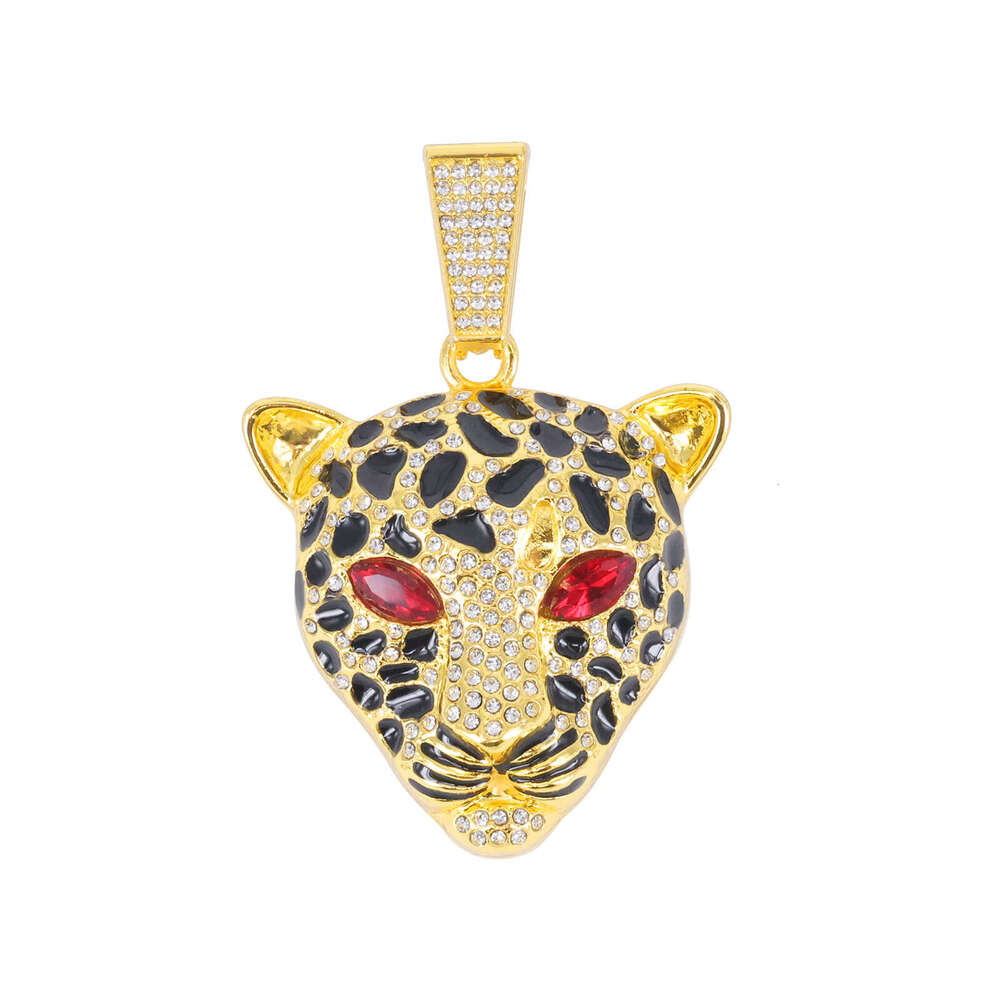 Exaggerated Domineering European and American Style Diamond-Encrusted Leopard Head Pendant HIPHOP Jewelry Trendy Men's Punk Cool Hip-Hop Cuban Ch