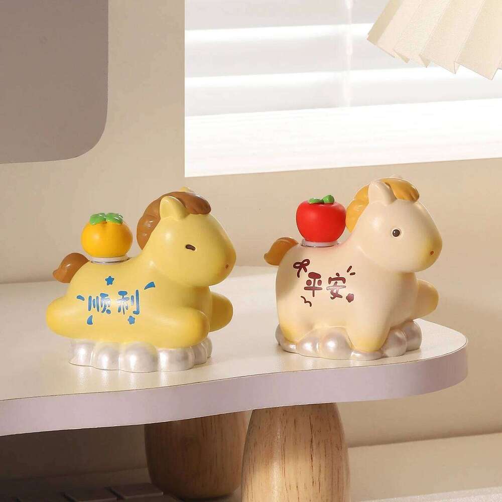 1PC Resin Figurine Cartoon Animal Statue Office Desk Ornament for Year of the Horse Collection S260204