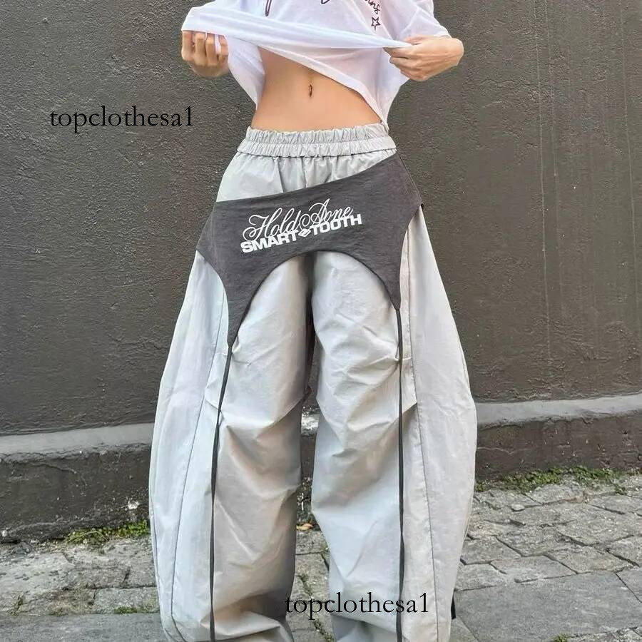 Women's & Y2K Style - Cross-layer Straps Design Casual Streetwear Trousers Wide Leg Cargo Pants for Hip Hop Dance