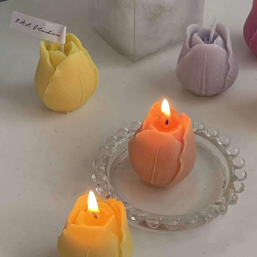 Tulip Candle Women's & Wedding, Ins Floral Photo Prop, Elegant Party Favor Gift, Birthday Teacher's Day Present for Her S260204