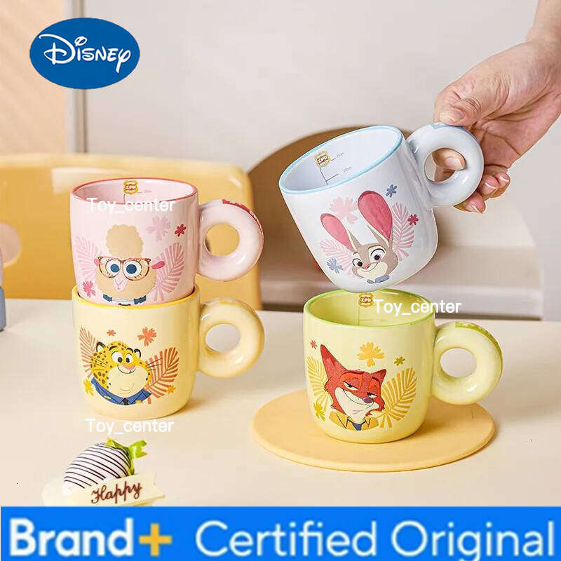 Disney Zootopia Cartoon Anime Couples Mug Cute Ceramic Tea Coffee Milk Graduated Cup Set Home Decoration Kawaii Gift for Girls H260205