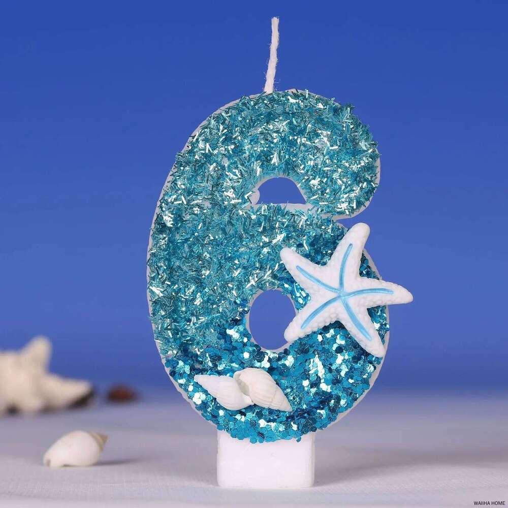Candles 0-9 Number Glitter Blue Snowflake Candle Kids Girls Birthday Party Cake Topper Decoration Supplies S260204