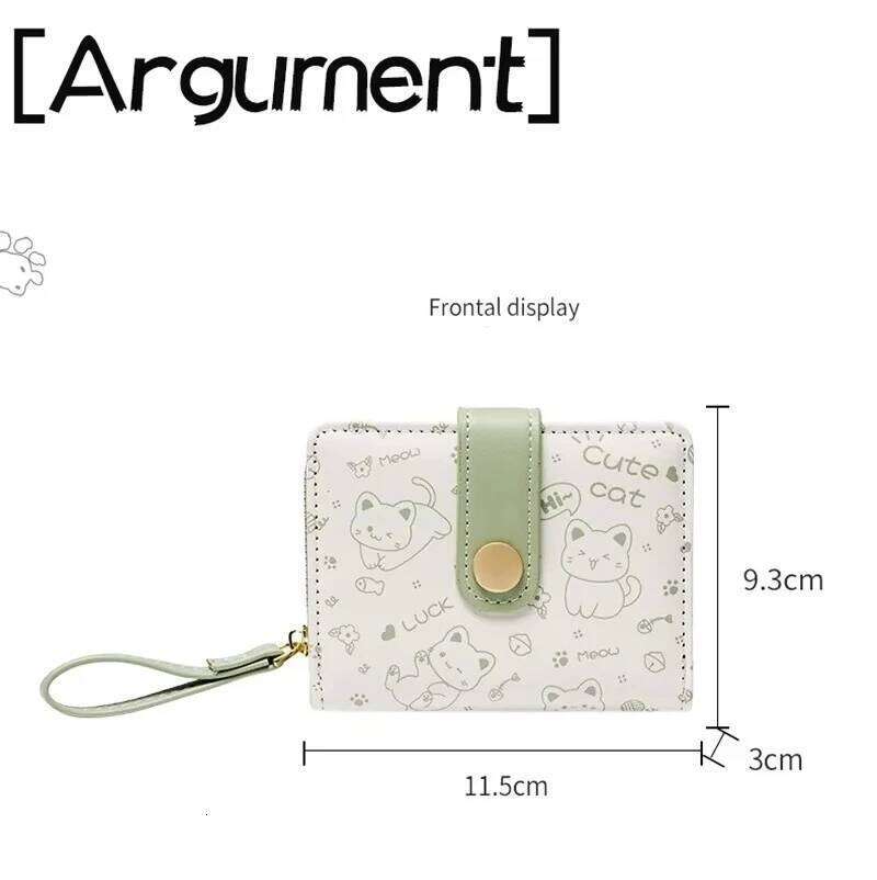Japanese Cute Cat Girls Wallet Short Student ID Bank Card Holder Money Bag Zipper Wallets For Women Key Storage Coin Purse Z260205