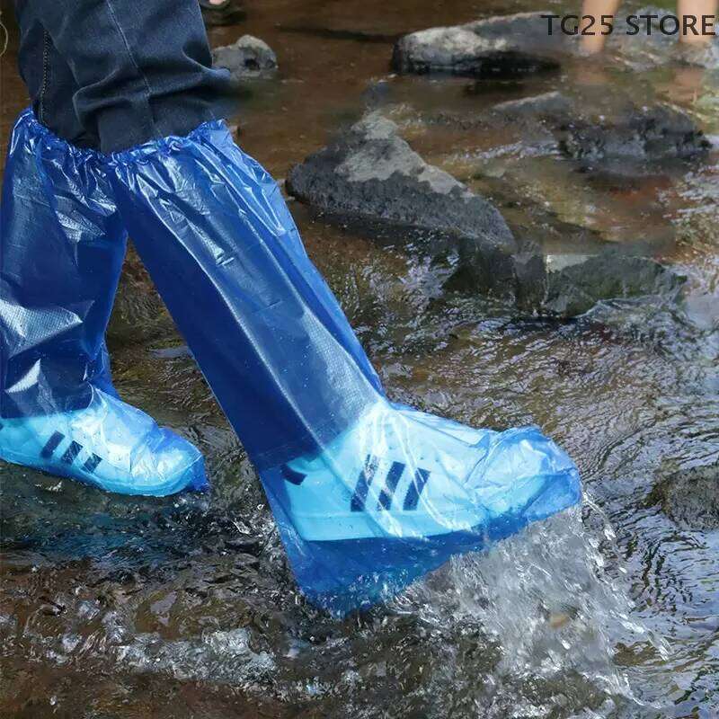 10Pcs Rainy Disposable Shoe Transparent Plastic Outdoor Thick Wear-resistant Waterproof Isolation Foot Covers S260204