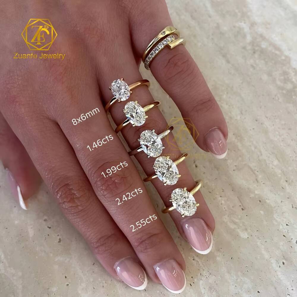 Luxury 9k 14k 18k Solid Gold Diamond Engagement Rings IGI Certified 3CT Oval Lab Grown Diamond Ring for Bride Wedding Jewelry