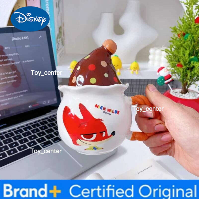 Disney Authentic Zootopia Cartoon Ceramic Mug Cute Judy & Nick Character Design Home Coffee Cup Gift For Kids Fans H260205