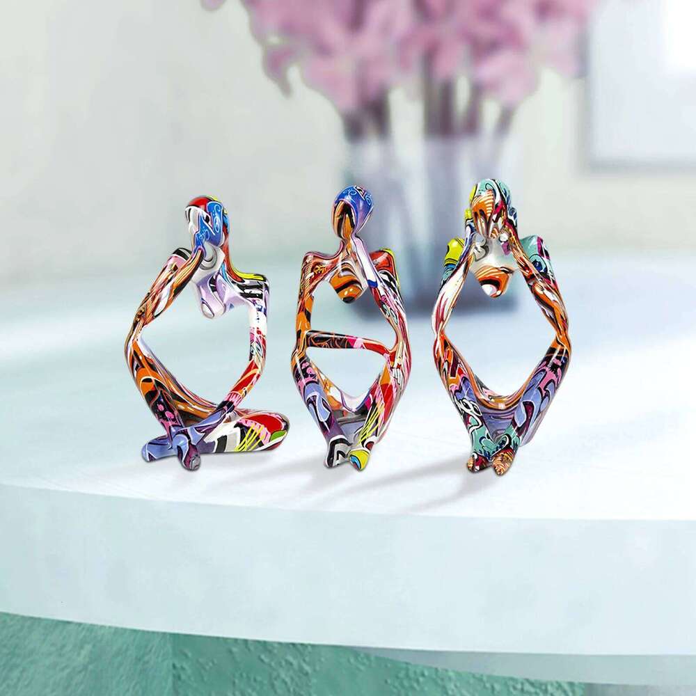 Resin Modern Thinker Sculpture Ornaments Abstract Character Figurines Mini Handicraft Home Decor for Office Study Shelf S260204