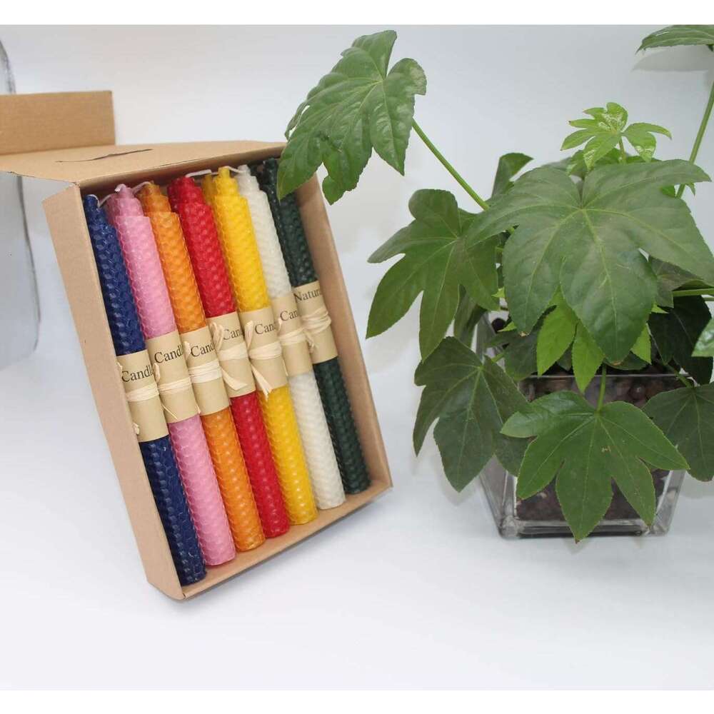 XIANGZHU Set of 14 Handmade Taper 9 Inch Smokeless Dripless Wax Candles, Beeswax Home Gift Ideas, Long Candle Sticks for Wedding,Dinner S260204