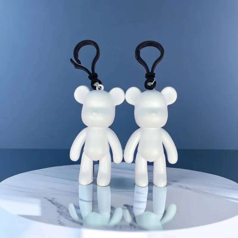 Fluid Sculpture Handmade DIY Painting Cool Bear Figurine Animal White Mold Graffiti Art Accessories Home Decoration S260204