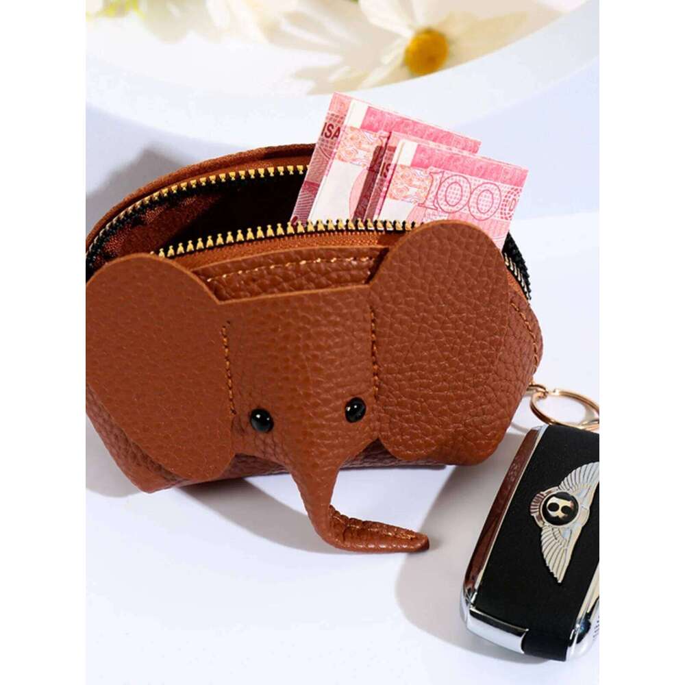 4Pcs Elephant PU Leather Purse Women Small Wallet Purses Mini Simple Zipper Bags Pocket Wallets Coin Key Storage Bag Z260205