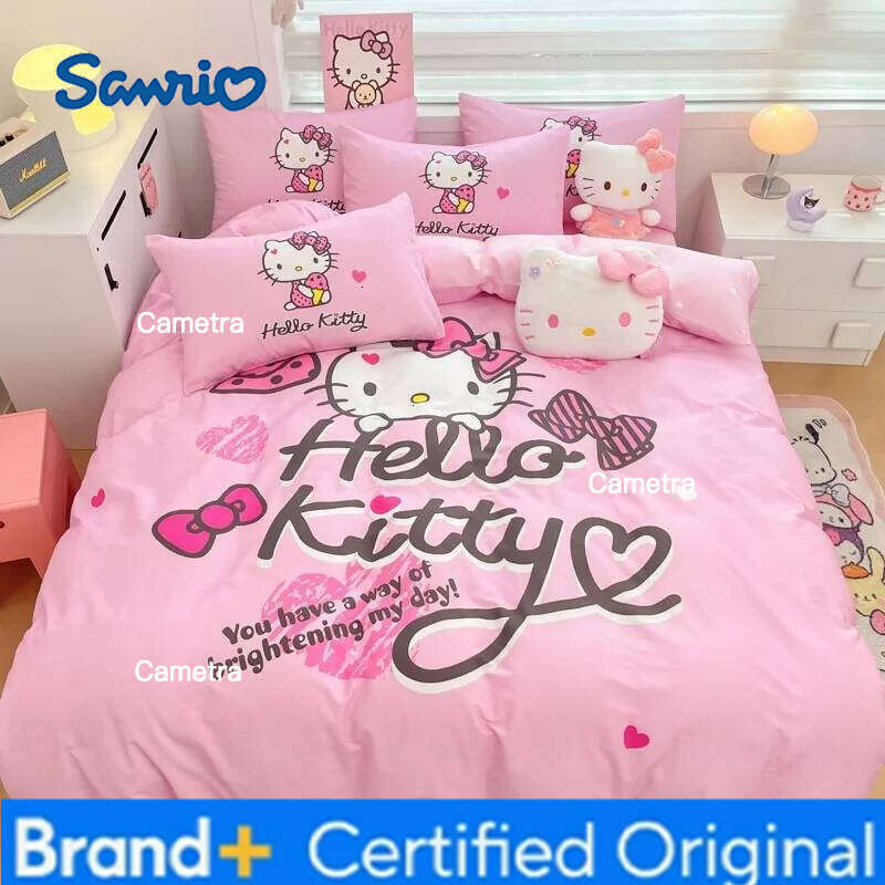 Sanrio Flower Hello Kitty | Four Piece Set Of Pure Cotton Duvet Covers For Children And Girls On The Bed H260205