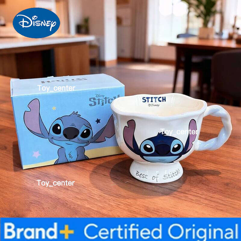 Disney 360ml Cartoon Anime Stitch Ceramics Mug Kawaii Kids Breakfast Cereal Milk Cup Office Coffee Cups Cute birthday Kitchenware Gifts H260205