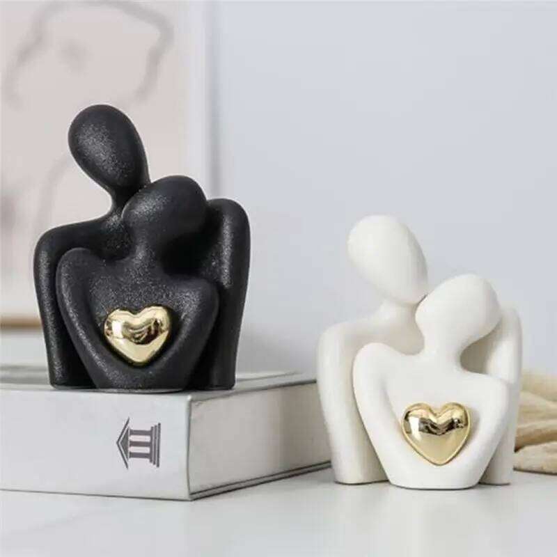 BAAU Mini Abstract Sculpture Tv Stand Decor Knick Knacks Couples Love Office Show Pieces White A S260204