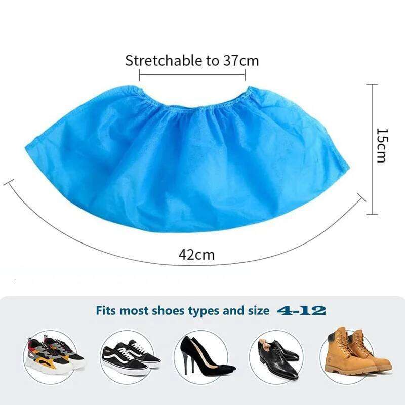 Disposable Non-Slip 100PCS Shoe Boot Covers Non-Woven Waterproof One Size Fits Most Carpet Indoors Garden Booties S260204 cf3