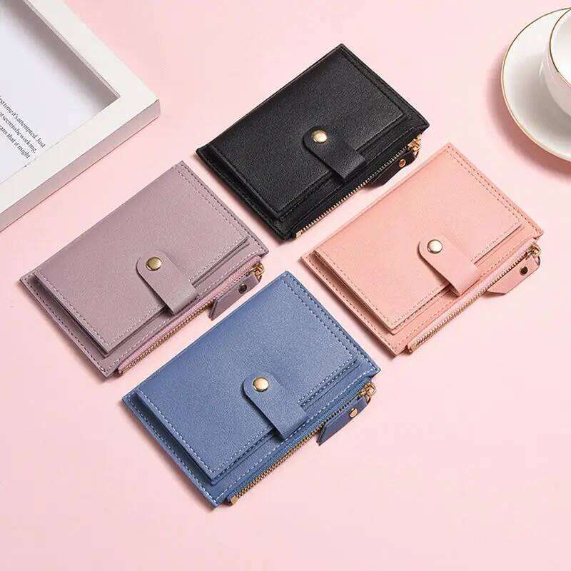 Simple PU Leather Short Ladies With Buckle Coin Purse Clutch Multi-Card Slot Card Holder Durable Zipper Wallet Z260205