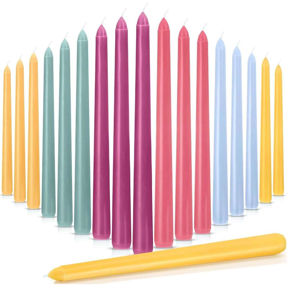 Nuanchu 24 Pcs Taper Candles 10 Inch H Dripless Tapered Smokeless Tall Unscented Dinner Candle for Valentines Party Wedding Home Decor Candlesticks, L