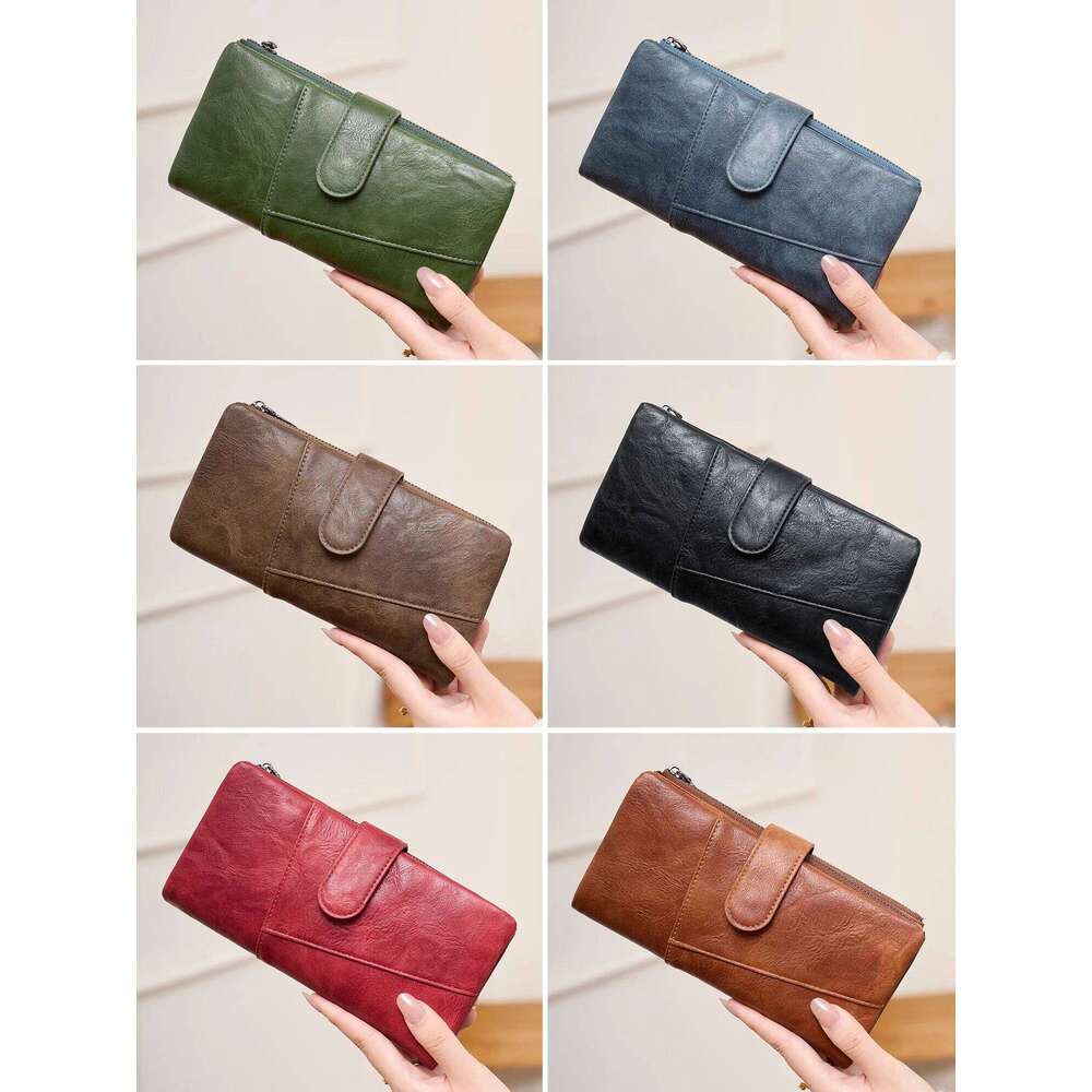 RFID Trifold Zipper Womens Holder Stylish Retro Business Long Wallet for Men High-Quality Luxury Portable Coin Purse Z260205