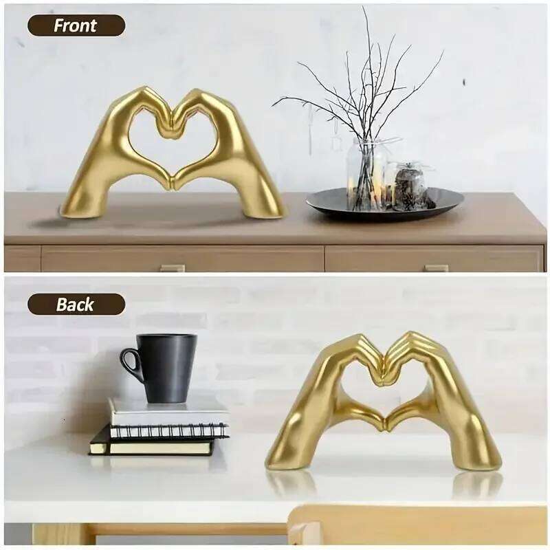 Heart Statue Resin Abstract Hand Love Figurines Bedroom Home Desktop Wedding Decoration Anniversary Gift for Wife S260204