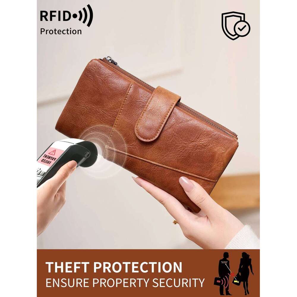 RFID Trifold Zipper Womens Holder Stylish Retro Business Long Wallet for Men High-Quality Luxury Portable Coin Purse Z260205