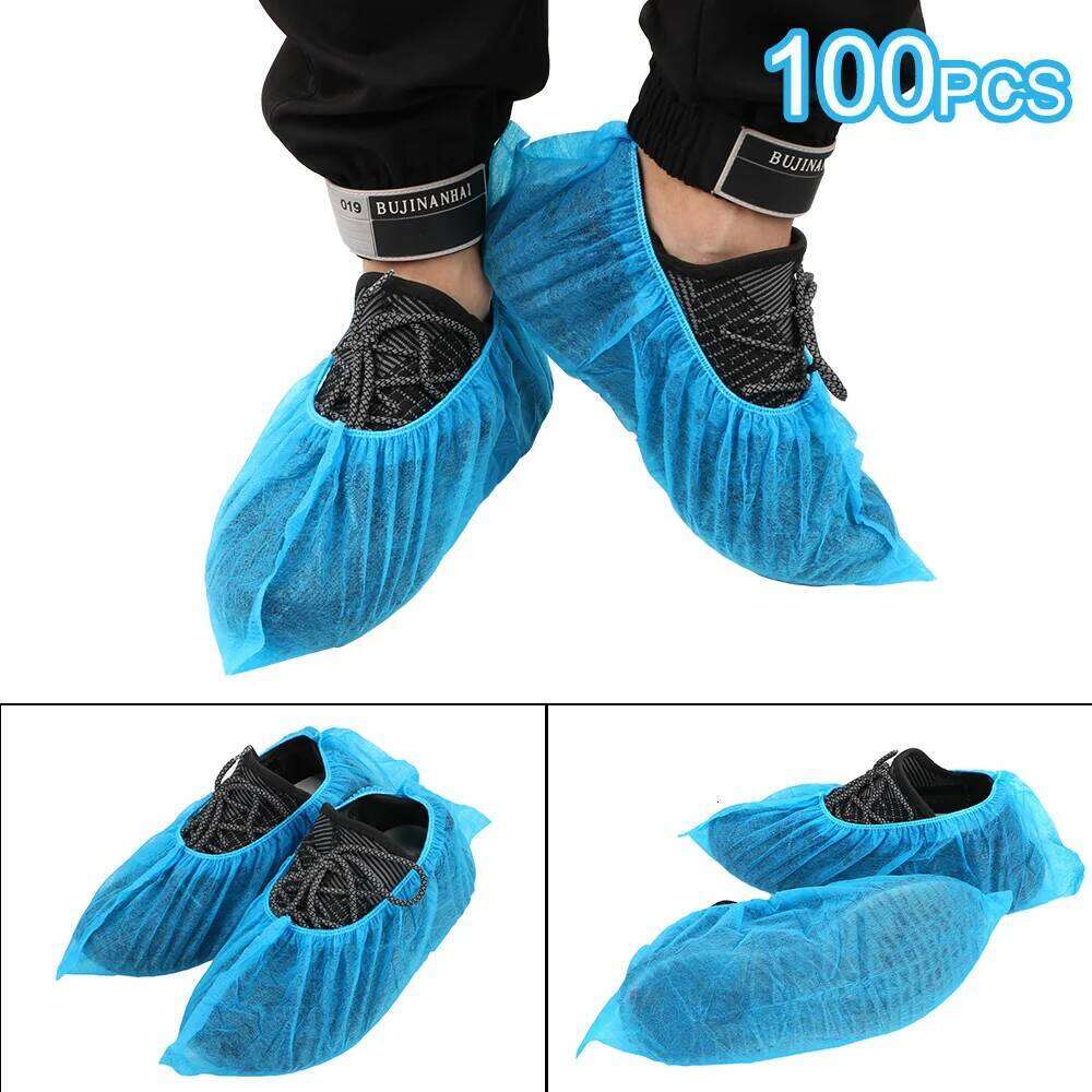 100PCS Pink Elastic Band Non-Woven Fabric Shoe Covers Disposable Anti-Slip Dustproof Breathable Overshoes for Home Use S260204 375
