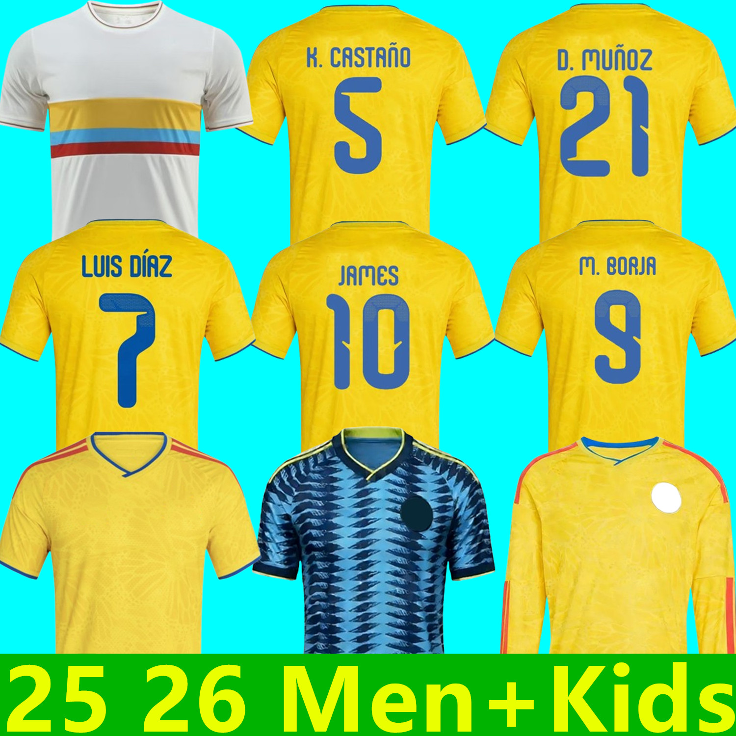 Colombia 2026 World Cup Home Centenary soccer jersey 100-years anniversary 2025 2026 JAMES LUIS DIAZ L.DIAZ J.LERMA D.MACHAD0 M.BORJA Copa America 25 26 Home away men kids