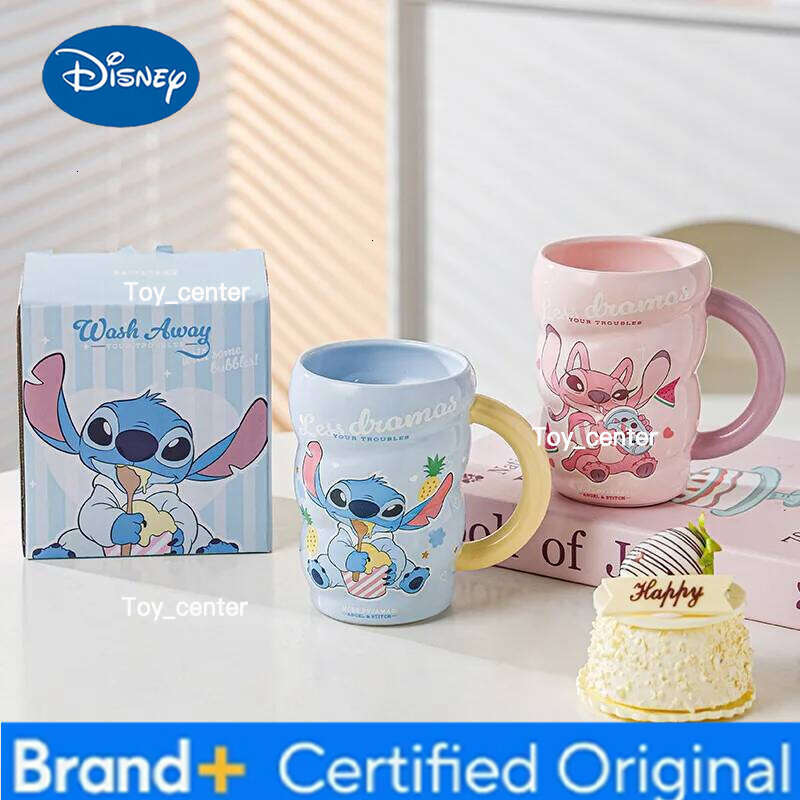 Disney Stitch Ceramic Coffee Mug Girls Home Rotating Twist Water Cup Student Large Capacity Cups with Handle Dishwasher Safe H260205