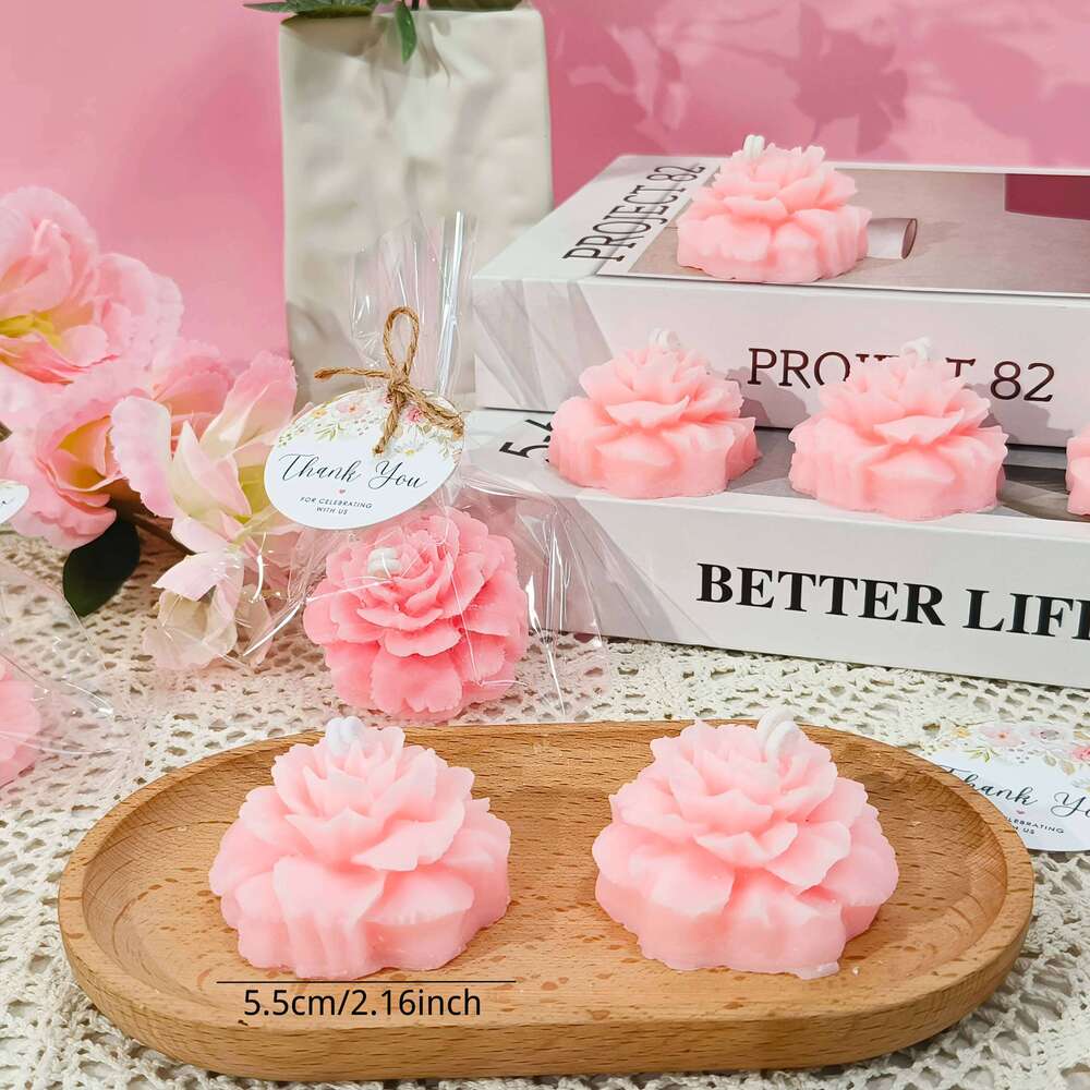 10sets Floral Rose Shaped Wax Candles, Decorative Candles for Wedding Favors, Party Decorations, Baby Showers, Bridal Parties S260204