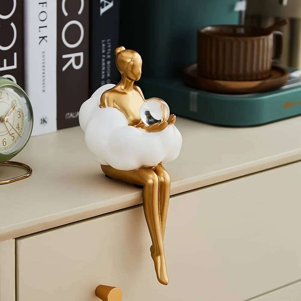 Cloud Girl Sculpture Abstract Art Figure Statue Modern Table Decoration Home Luxury Room Decor Aesthetic Design Figurine Crafts S260204