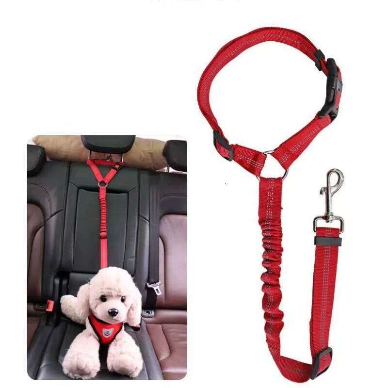 Adjustable Reflective 2-in-1 Car Backseat Belt Durable Nylon Safety Dog Leash for Small to Large Dogs Fashion Pet Travel 26L0205