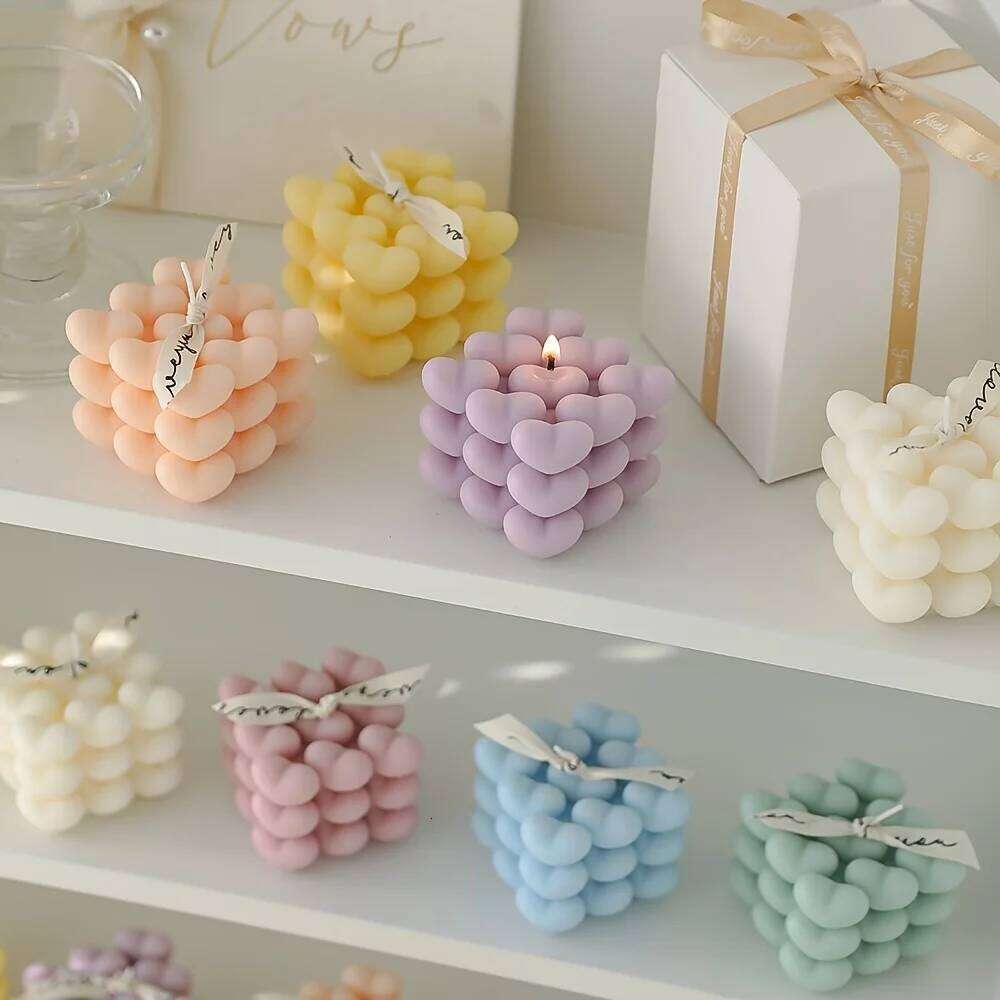 Creative Love Cube Aromatherapy Valentine's Day Wedding Birthday Candle Fragrance Home Handmade Decoration Object Gift S260204