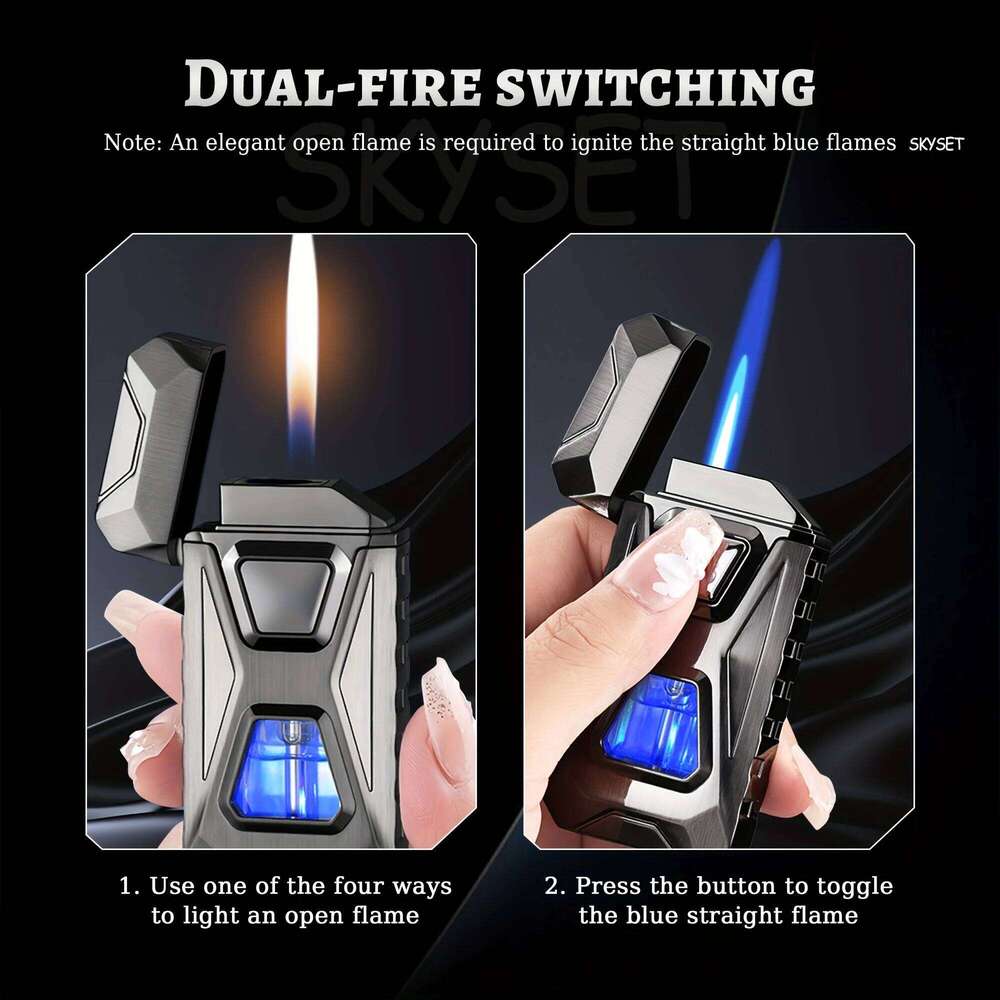 Metal Windproof Cigar Lighter Jet Torch Gas Two Types Flames Unusual Lighters Smoking Accessory Butane Gadgets for Men S260207