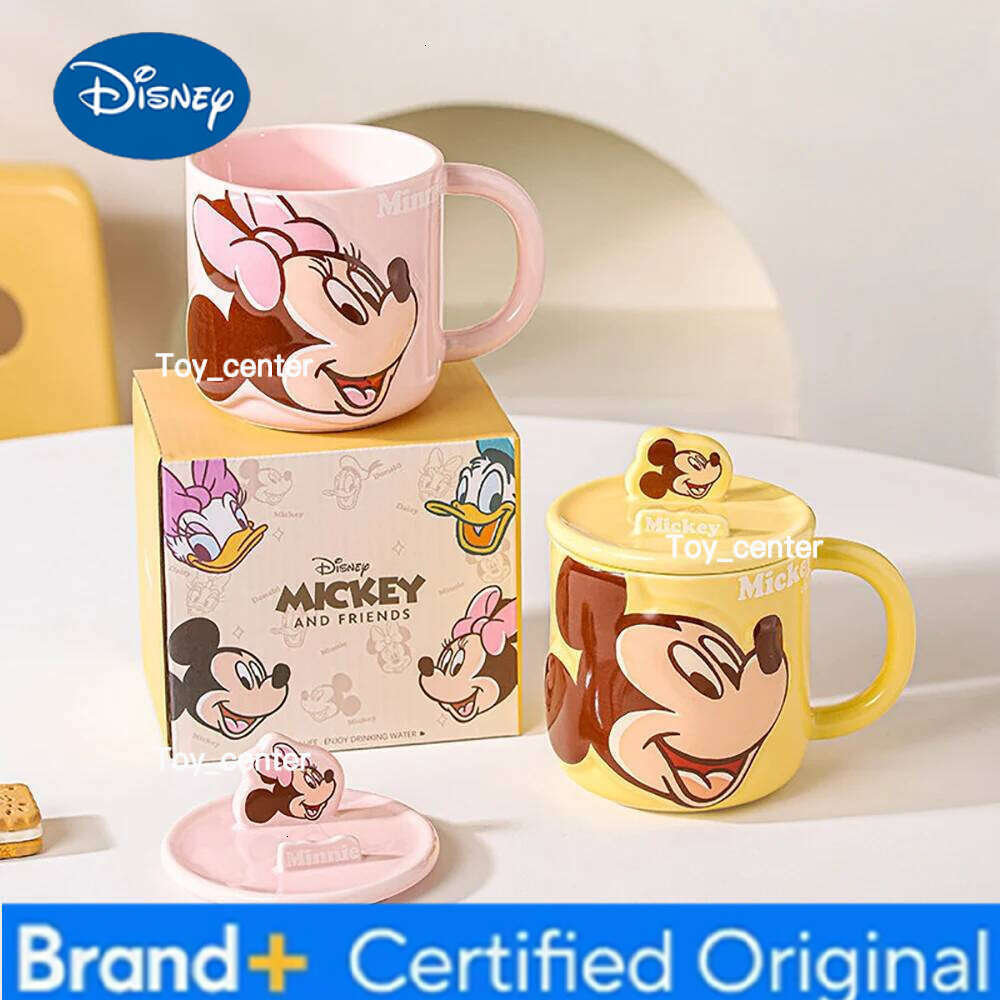 Disney Cartoon Ceramic Mugs with Lid Creative Porcelain Handgrip Household Drinkware Breakfast Milk Coffee Juice Mug Cups H260205